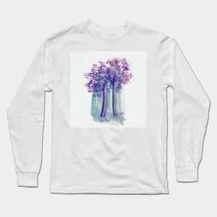 Forest Trees Watercolor Painting Long Sleeve T-Shirt